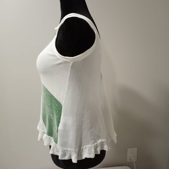 JESIRE SLEEVLESS TANK TOP WITH GREEN AND YELLOW FLORAL APPLIQUE SEQUINS WOMEN S - Picture 3 of 8